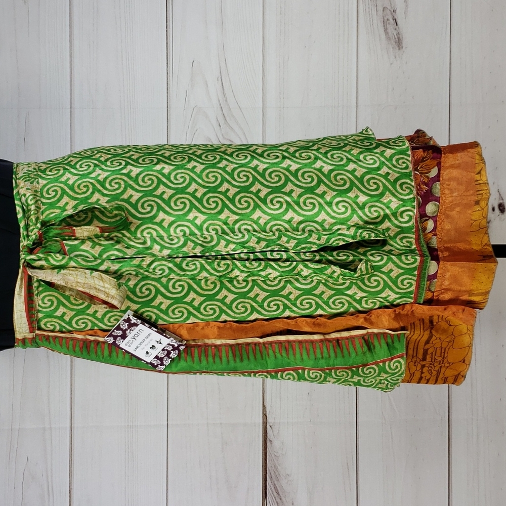 Darn Good Yarn Sari Silk Wrap Skirt Tea XL/Plus